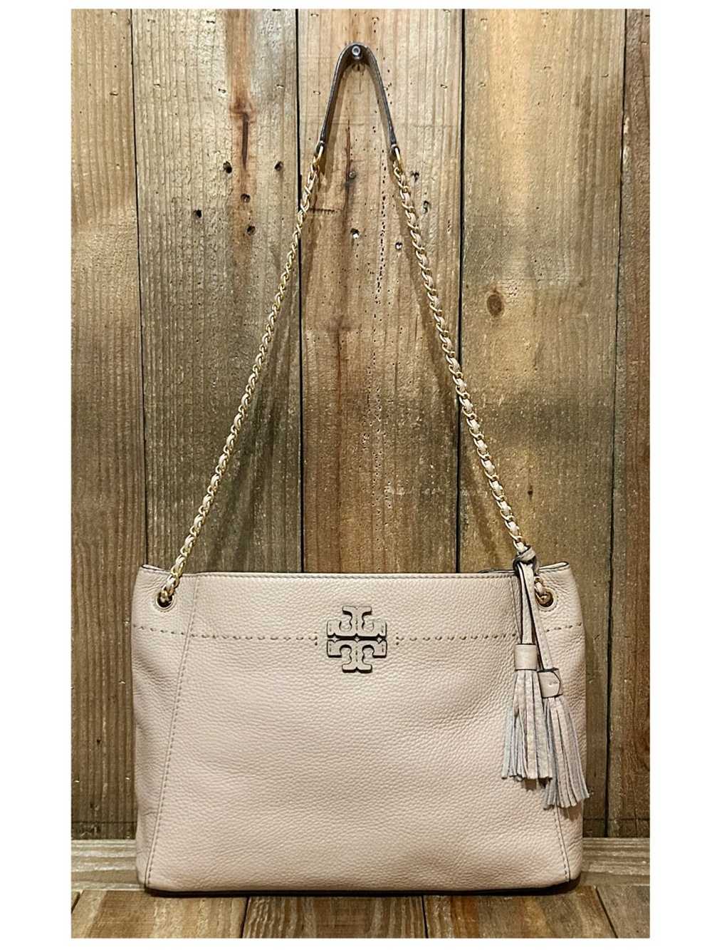 Tory Burch McGraw Chain Tote Bag with Free Bag Scarf & Dust Bag. - Picture 10 of 16